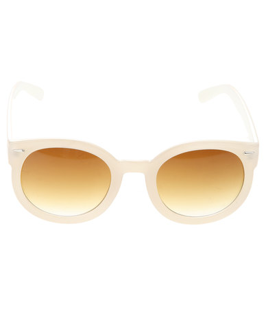 Lundun Round Opaque Frame Sunglasses Cream | Zando