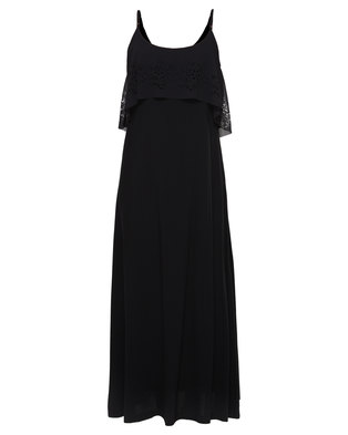 G Couture Exclusive Frill Maxi Dress Black | Zando
