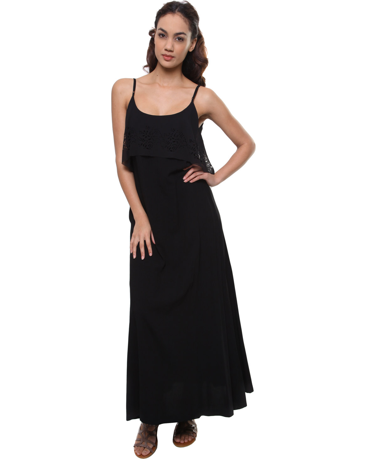 G Couture Exclusive Frill Maxi Dress Black | Zando