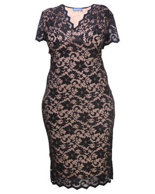 Goddiva V-neck Lace Dress Black | Zando