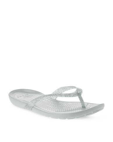 Crocs Really Sexi Glitter Flip-Flops Silver | Zando