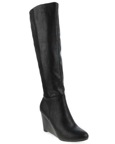 Madison MIA Wedge Knee-High Boots Black | Zando