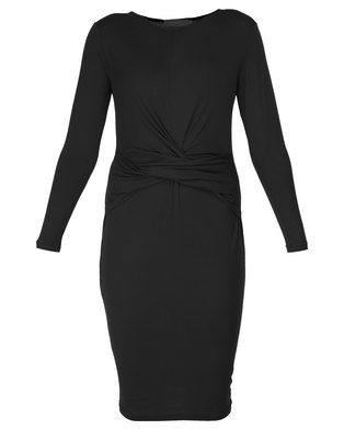 Utopia Drape Front Dress Black | Zando