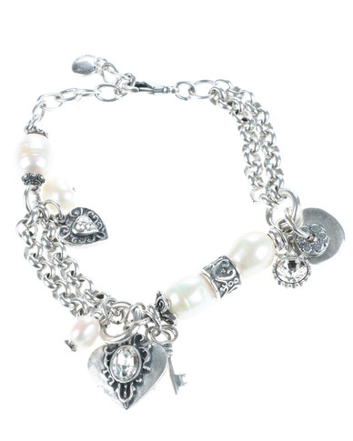 Miglio Burnished Silver-Tone Pearl and Crystal Bracelet | Zando