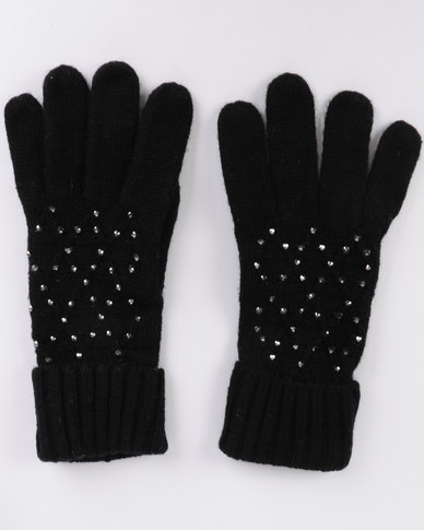 All Heart Stone Detail Gloves Black