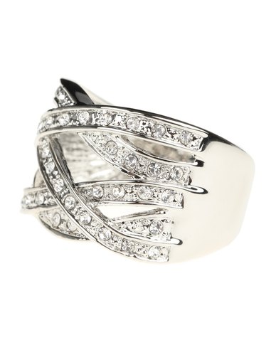 Butterfly Garage Clear Crystal Ring Faux Silver