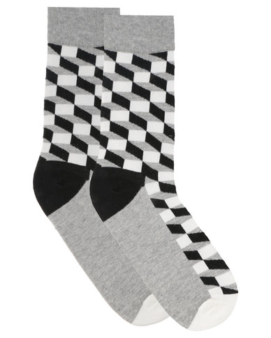 C Squared Geometric Socks Black